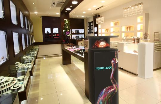 Hologram and Levitating display in jewellery store